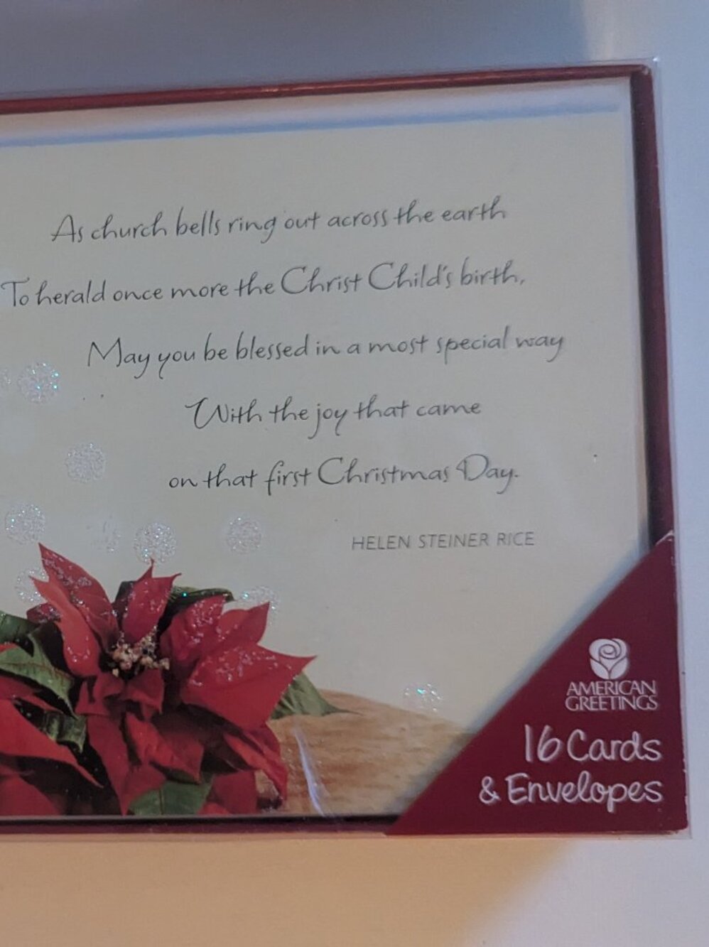 NWT 16 Poinsettias American Greetings Christmas Cards Sealed Religious Holiday